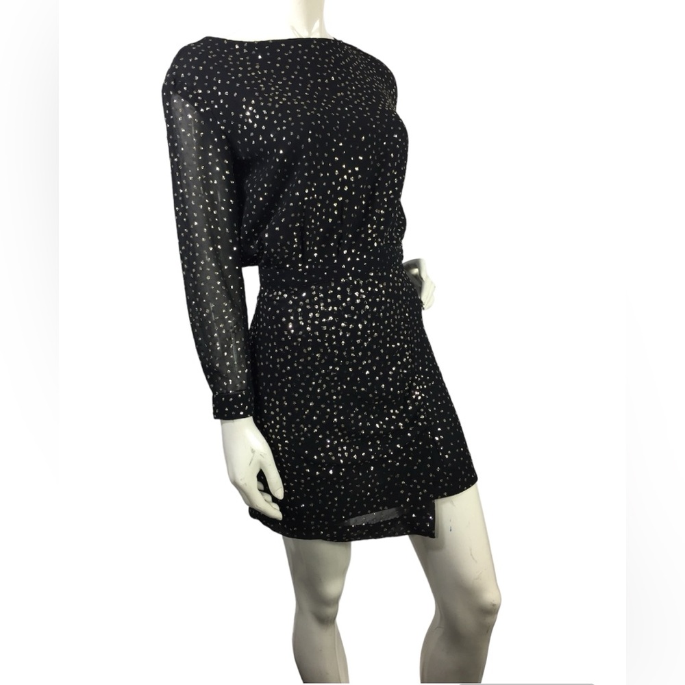 & Other Stories Glitter Sparkle Mini Dress US 8 Black Gold